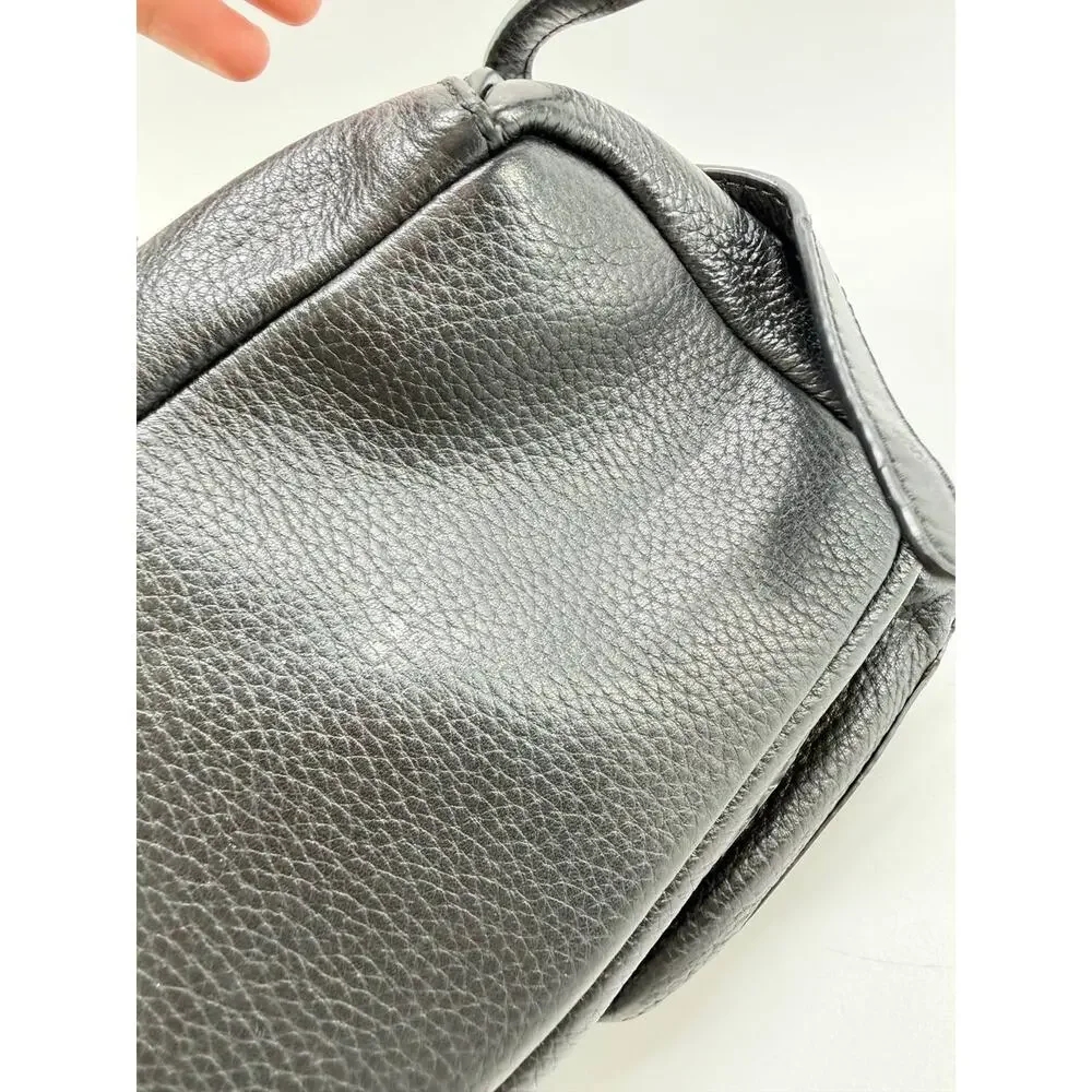 Michael Kors Black Pebbled Leather Backpack Drawstring Flap Pocket Bag Women
